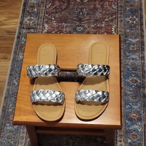 A New Day Silver Braided Sandals